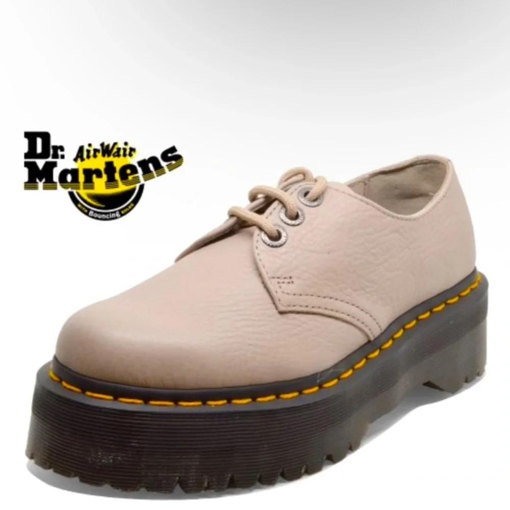 Dr. Martens 1461 II Pisa Leather Platform Lace Up Shoes in Vintage Taupe 38 (8) - Picture 2 of 6